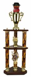 3 Post 2 Tier BBQ Best Chili Cook-Off Trophy - 32.5"